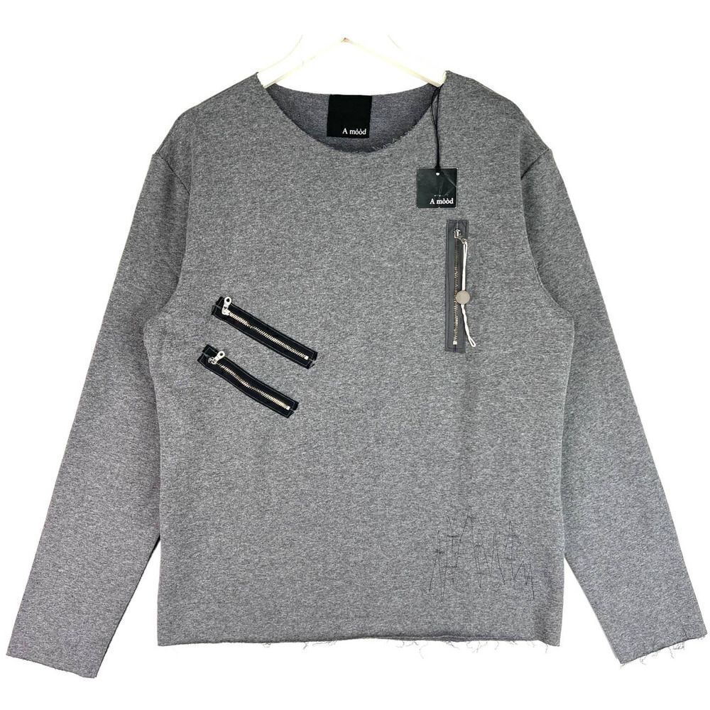 New A Mood Women US XL Gray Sweatshirt Casual Crew Neck Long Sleeve Pullover